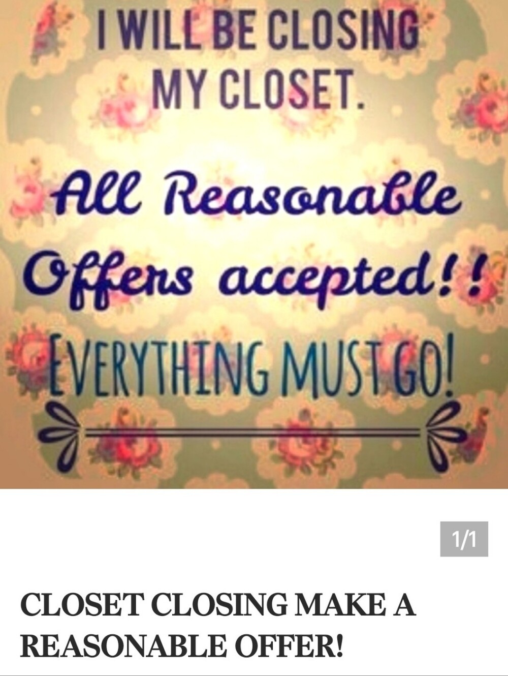 Closing Closet, All Items 1/2 Price